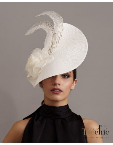 Elegante tocado de boda blanco con plumas - Sombreros y Tocados para bodas de mañana - 8