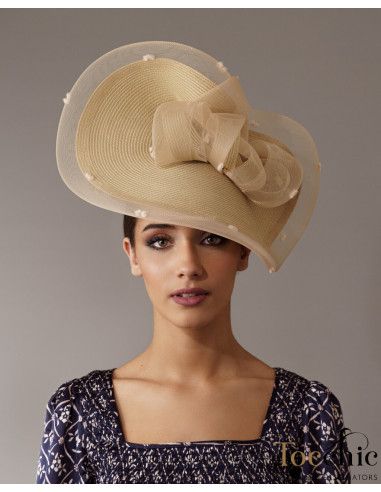 Sombrero invitada de boda azul oscuro con velo - Pamelas y Tocados para madrinas - 2