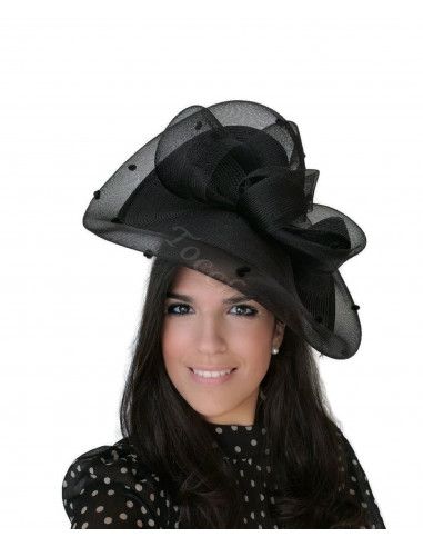 Sombrero invitada de boda azul oscuro con velo - Pamelas y Tocados para madrinas - 3