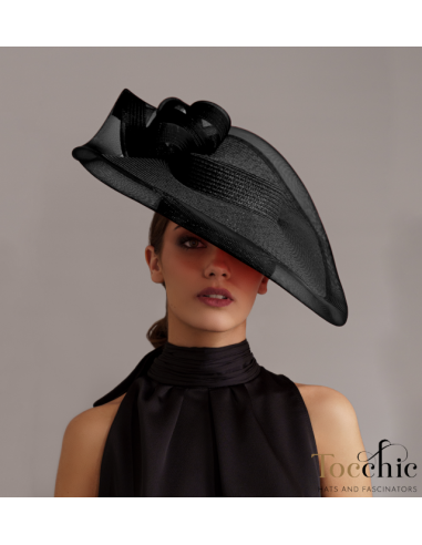 Elegante Sombrero de boda negro madrina de boda - Pamelas y Tocados para madrinas - 9