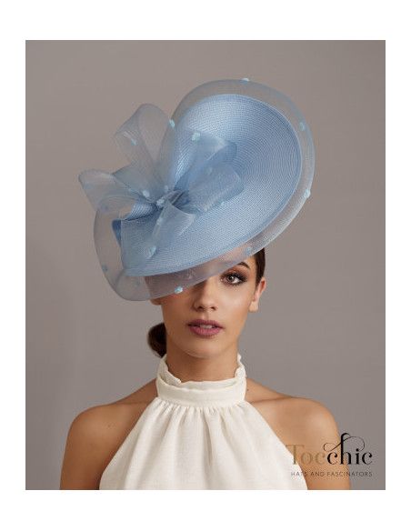Tocado azul claro invitada de boda - Pamelas y Tocados para madrinas - 7 Tocado azul claro invitada de boda - Pamelas y Tocados para madrinas - 7