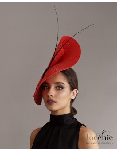 Elegante Tocado negro y rojo invitada perfecta - Pamelas y Tocados para madrinas - 8