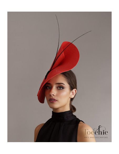 Elegante Tocado negro y rojo invitada perfecta - Pamelas y Tocados para madrinas - 8 Elegante Tocado negro y rojo invitada perfecta - Pamelas y Tocados para madrinas - 8