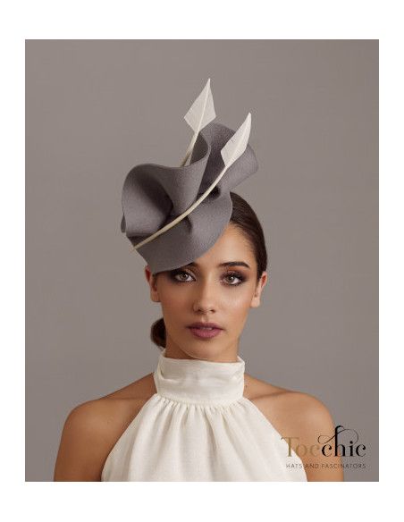 Grey felt fascinator hat for woman - Wedding hats for women - 6