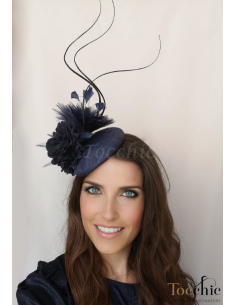 Woman feathers derby fascinator hat blue - Wedding hats for women - 1