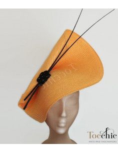 Elegant Black and yellow fascinator - Wedding hats for women - 1 2