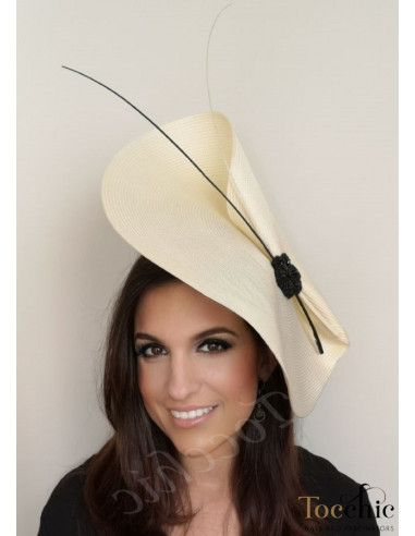 Elegante tocado blanco y negro para boda - Tocados de novia - 9
