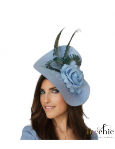 Light blue fascinator with feathers - Wedding hats for women - 1