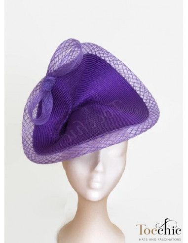 Purple fascinator with a bow - Wedding hats for women - 5