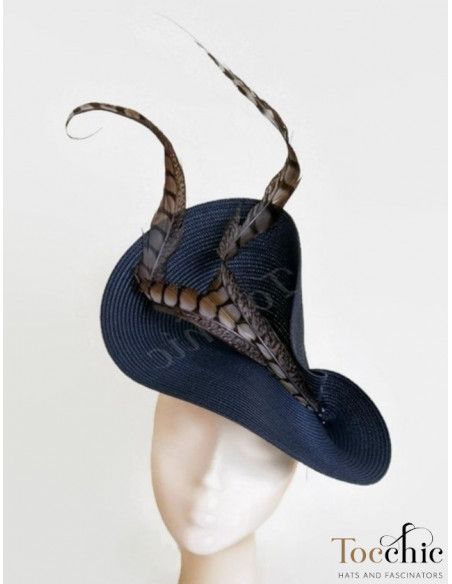 Tocado azul marino con plumas - Pamelas y Tocados para madrinas - 6 Tocado azul marino con plumas - Pamelas y Tocados para madrinas - 6