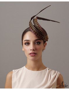 Elegant wedding fascinator brown small - Cocktail hats for women - 1 2