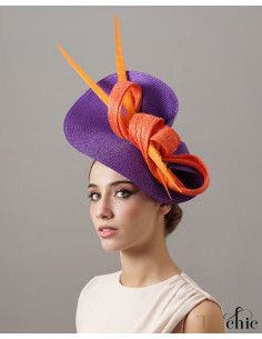 Purple and Orange Kentucky derby hat for woman - Wedding hats for women - 1