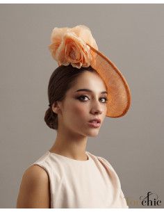 Tocado naranja de flores - Pamelas y Tocados para madrinas - 1 2