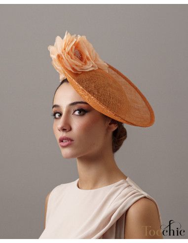 Orange fascinator hat with flowers - Wedding hats for women - 4