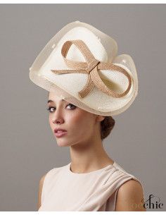Elegant Beige and Cream Kentucky derby hat - Wedding hats for women - 1