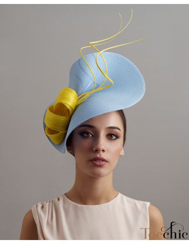 Sky blue and Yellow Kentucky derby hat - Wedding hats for women - 3