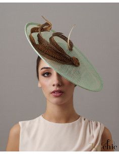 Aquamarine and gold races hat - Wedding hats for women - 1