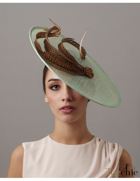 Aquamarine and gold races hat - Wedding hats for women - 1