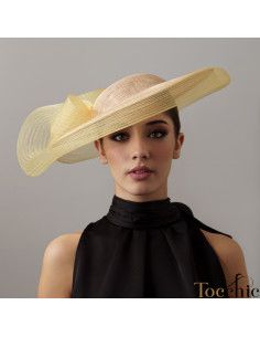 Pamela dorada para boda - Pamelas y Tocados para madrinas - 1 2