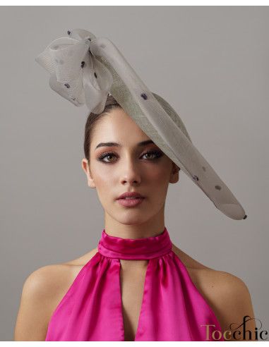 Pamela gris de boda madrina - Pamelas y Tocados para madrinas - 9