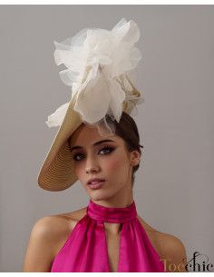 Cream and white wedding hat for woman - Bridal Hats & Fascinators - 1