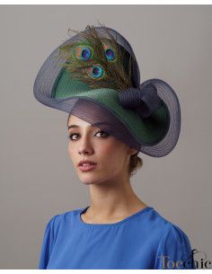 Green wedding hat with feathers - Wedding hats for women - 1 2