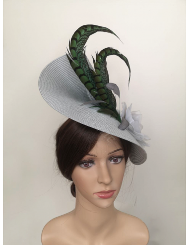 Woman wedding fascinator grey and dark green - Wedding hats for women - 7