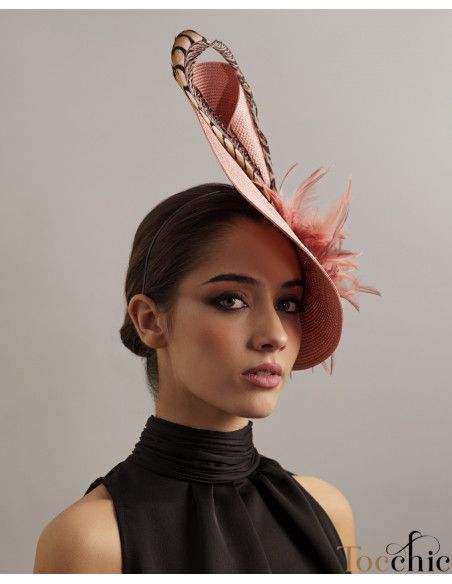 Woman feather fascinator pale pink - Wedding hats for women - 3