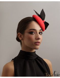 Red and black winter fascinator - Wedding hats for women - 1 2