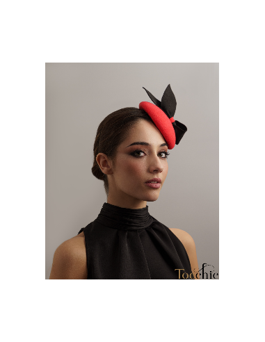 Tocado rojo y negro invierno - Pamelas y Tocados para madrinas - 9