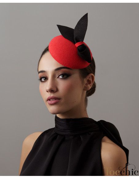 Tocado rojo y negro invierno - Pamelas y Tocados para madrinas - 1