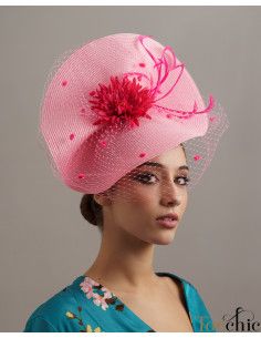 Pink fascinator with veil - Wedding hats for women - 1