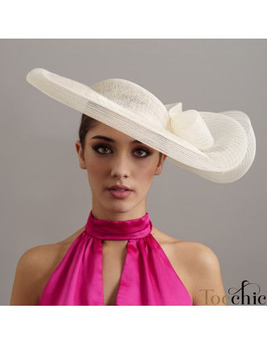 Elegante sombrero para invitada de boda marfil - Pamelas y Tocados para madrinas - 5