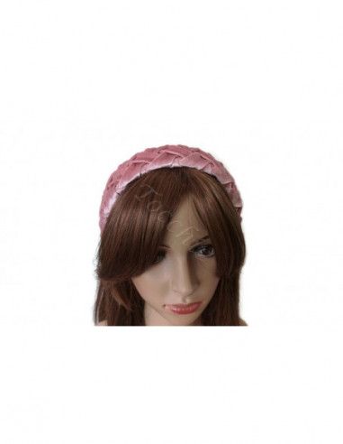 Diadema de terciopelo rosa palo con trenza - Tocados para bodas de noche - 7