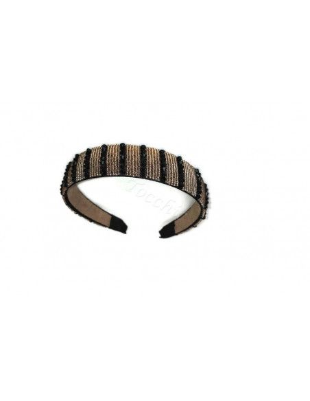 Diadema de fiesta con piedras doradas y negras - Tocados para bodas de noche - 4 Diadema de fiesta con piedras doradas y negras - Tocados para bodas de noche - 4