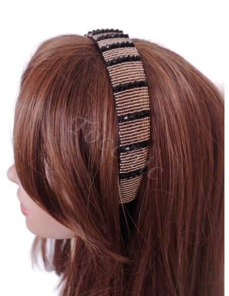 Diadema de fiesta con piedras doradas y negras - Tocados para bodas de noche - 6 Diadema de fiesta con piedras doradas y negras - Tocados para bodas de noche - 6
