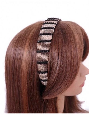 Diadema de fiesta con piedras doradas y negras - Tocados para bodas de noche - 7