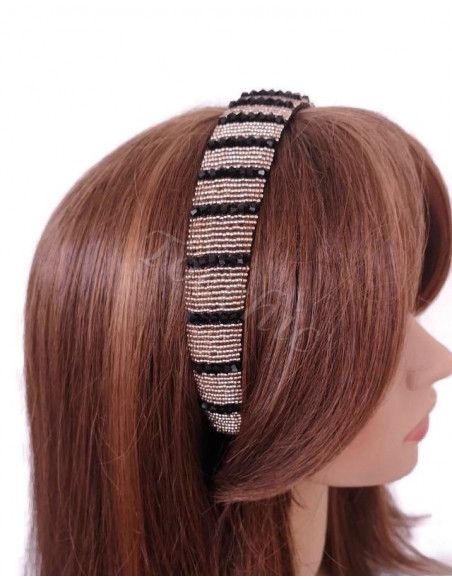 Diadema de fiesta con piedras doradas y negras - Tocados para bodas de noche - 7 Diadema de fiesta con piedras doradas y negras - Tocados para bodas de noche - 7