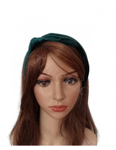 Green velvet headband with knot - Woman hats for the Horse races - 5