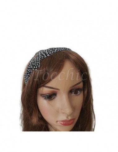 Diadema de plumas blanca y negra - Tocados para bodas de noche - 4