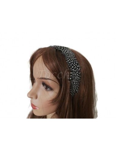 Diadema de plumas blanca y negra - Tocados para bodas de noche - 5
