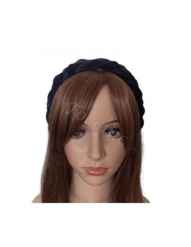 Navy Blue velvet braid headband - Cocktail hats for women - 2
