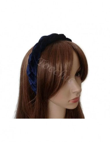 Diadema de terciopelo azul marino trenzada - Tocados para bodas de noche - 5
