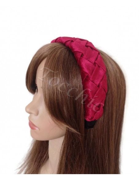 Diadema de terciopelo trenzada granate - Tocados para bodas de noche - 3 Diadema de terciopelo trenzada granate - Tocados para bodas de noche - 3