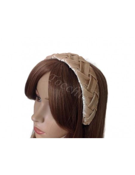 Diadema de terciopelo champagne con trenza - Sombreros y Tocados para bodas de mañana - 3 Diadema de terciopelo champagne con trenza - Sombreros y Tocados para bodas de mañana - 3