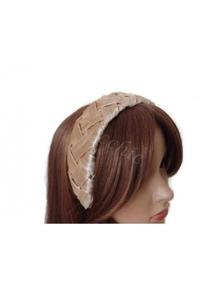Diadema de terciopelo champagne con trenza - Sombreros y Tocados para bodas de mañana - 4 Diadema de terciopelo champagne con trenza - Sombreros y Tocados para bodas de mañana - 4