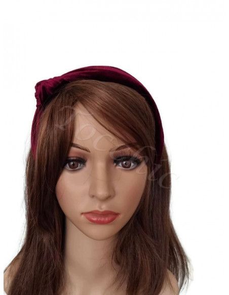 Maroon velvet headband with knot - Woman hats for the Horse races - 2
