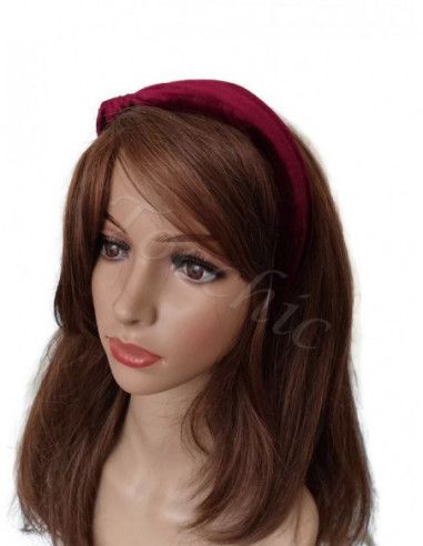 Maroon velvet headband with knot - Woman hats for the Horse races - 3