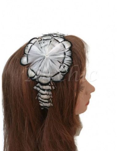 Black and white headband with feathers - Woman hats for the Horse races - 9
