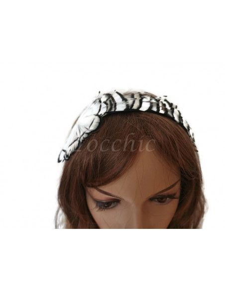 Diadema blanca y negra de plumas - Sombreros y Tocados para bodas de mañana - 10 Diadema blanca y negra de plumas - Sombreros y Tocados para bodas de mañana - 10